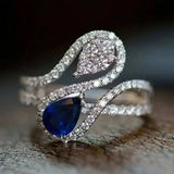 Luxury Zircon Water Drop Ring Engagement Women Wedding Party Jewelry - Gemstone Gold