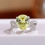 Luxury Zircon Water Drop Ring Engagement Women Wedding Party Jewelry - Gemstone Gold