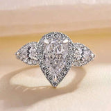 Luxury Zircon Water Drop Ring Engagement Women Wedding Party Jewelry - Gemstone Gold