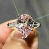 Luxury Zircon Water Drop Ring Engagement Women Wedding Party Jewelry - Gemstone Gold