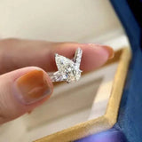 Luxury Zircon Water Drop Ring Engagement Women Wedding Party Jewelry - Gemstone Gold