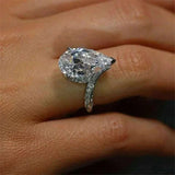 Luxury Zircon Water Drop Ring Engagement Women Wedding Party Jewelry - Gemstone Gold