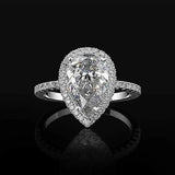Luxury Zircon Water Drop Ring Engagement Women Wedding Party Jewelry - Gemstone Gold