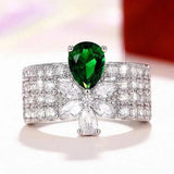 Luxury Zircon Water Drop Ring Engagement Women Wedding Party Jewelry - Gemstone Gold