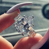 Luxury Zircon Water Drop Ring Engagement Women Wedding Party Jewelry - Gemstone Gold