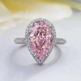 Luxury Zircon Water Drop Ring Engagement Women Wedding Party Jewelry - Gemstone Gold