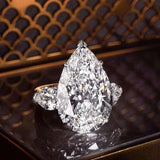 Luxury Zircon Water Drop Ring Engagement Women Wedding Party Jewelry - Gemstone Gold