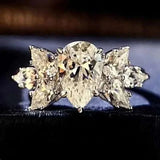 Luxury Zircon Water Drop Ring Engagement Women Wedding Party Jewelry - Gemstone Gold