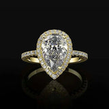 Luxury Zircon Water Drop Ring Engagement Women Wedding Party Jewelry - Gemstone Gold