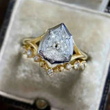 Luxury Zircon Water Drop Ring Engagement Women Wedding Party Jewelry - Gemstone Gold