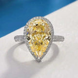 Luxury Zircon Water Drop Ring Engagement Women Wedding Party Jewelry - Gemstone Gold