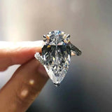 Luxury Zircon Water Drop Ring Engagement Women Wedding Party Jewelry - Gemstone Gold