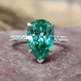 Luxury Zircon Water Drop Ring Engagement Women Wedding Party Jewelry - Gemstone Gold