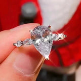 Luxury Zircon Water Drop Ring Engagement Women Wedding Party Jewelry - Gemstone Gold