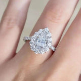 Luxury Zircon Water Drop Ring Engagement Women Wedding Party Jewelry - Gemstone Gold