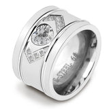 Luxury Zircon Women's Finger Ring Polished Wedding Jewelry for Party - Gemstone Gold