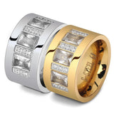 Luxury Zircon Women's Finger Ring Polished Wedding Jewelry for Party - Gemstone Gold