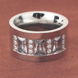 Luxury Zircon Women's Finger Ring Polished Wedding Jewelry for Party - Gemstone Gold