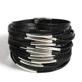 Multilayer Chunky Glitter Bracelet for Women Leather Wrap Party Jewelry - Gemstone Gold