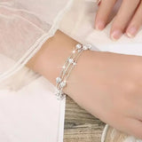 Multilayer Lucky Bead Bracelets 925 Sterling Woman Charm Party Jewelry - Gemstone Gold