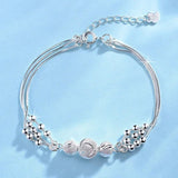 Multilayer Lucky Bead Bracelets 925 Sterling Woman Charm Party Jewelry - Gemstone Gold