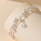 Multilayer Lucky Bead Bracelets 925 Sterling Woman Charm Party Jewelry - Gemstone Gold