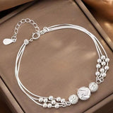 Multilayer Silver Beads Bracelets For Women Luxury Wedding Jewelery - Gemstone Gold