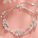 Multilayer Silver Beads Bracelets For Women Luxury Wedding Jewelery - Gemstone Gold