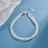 Multilayer Silver Beads Bracelets For Women Luxury Wedding Jewelery - Gemstone Gold