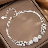 Multilayer Silver Beads Bracelets For Women Luxury Wedding Jewelery - Gemstone Gold
