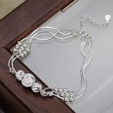 Multilayer Silver Beads Bracelets For Women Luxury Wedding Jewelery - Gemstone Gold