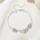 Multilayer Silver Beads Bracelets For Women Luxury Wedding Jewelery - Gemstone Gold