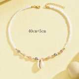 Natural Seashell Beaded Necklace Shell Pendant Ocean Jewelry Choker Suitable For Women - Gemstone Gold