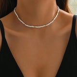 Natural Seashell Beaded Necklace Shell Pendant Ocean Jewelry Choker Suitable For Women - Gemstone Gold