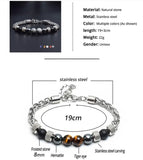 Natural Stone Beaded Bracelet For Women Men Tiger Eye Bracelets Jewelry - Gemstone Gold