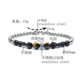 Natural Tiger Eye Bead Bracelet Women Men Gift Jewelry - Gemstone Gold
