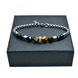 Natural Tiger Eye Bead Bracelet Women Men Gift Jewelry - Gemstone Gold