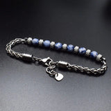 Natural Tiger Eye Cuban Link Chain Bracelet Men's Beaded Women Jewelry - Gemstone Gold