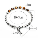 Natural Tiger Eye Cuban Link Chain Bracelet Men's Beaded Women Jewelry - Gemstone Gold