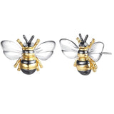Pearl Bee Stud Earrings Cute Animal Earrings Daily Wear Women Jewelry - Gemstone Gold