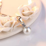 Pearl Round Pendant Necklace Wedding Ladies Jewelry Zircon For Women - Gemstone Gold