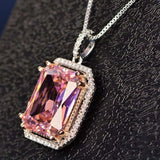 Pink Spinel Gemstone Pendant Necklace White Gold Women's Fine Jewelry - Genuine - Gemstone