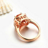 Princess Zircon Gemstones Ring 18K Rose Gold Engagement Jewelry - Genuine - Gemstone