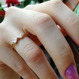 Princess Zircon Gold Ring women's 18k gold plated bowknot wedding band with bezel setting