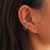 Punk Non - Piercing Cuff Earrings for Women Ear Clip Earring Jewelry Party - Gemstone Gold