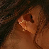 Punk Non - Piercing Cuff Earrings for Women Ear Clip Earring Jewelry Party - Gemstone Gold