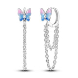 Purple Butterfly Earrings Women Party 925 Sterling Silver Charm Jewelry - Gemstone Gold