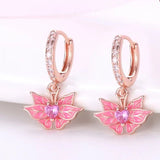 Purple Butterfly Earrings Women Party 925 Sterling Silver Charm Jewelry - Gemstone Gold