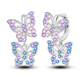 Purple Butterfly Earrings Women Party 925 Sterling Silver Charm Jewelry - Gemstone Gold