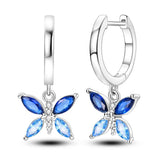 Purple Butterfly Earrings Women Party 925 Sterling Silver Charm Jewelry - Gemstone Gold